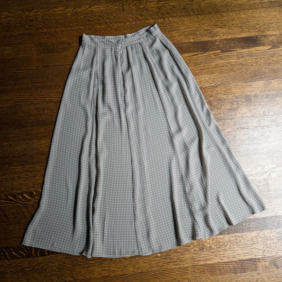 Grey High Waist Midi Skirt, Polka Dot Pattern, Simple Vintage A Line Skirt - Picture 3 of 6